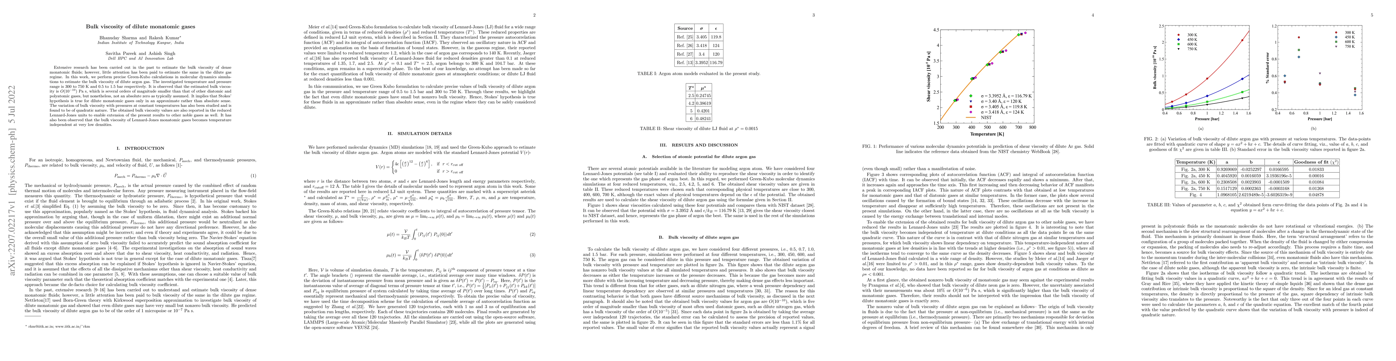 Thumbnail for Bulk viscosity of dilute monatomic gases