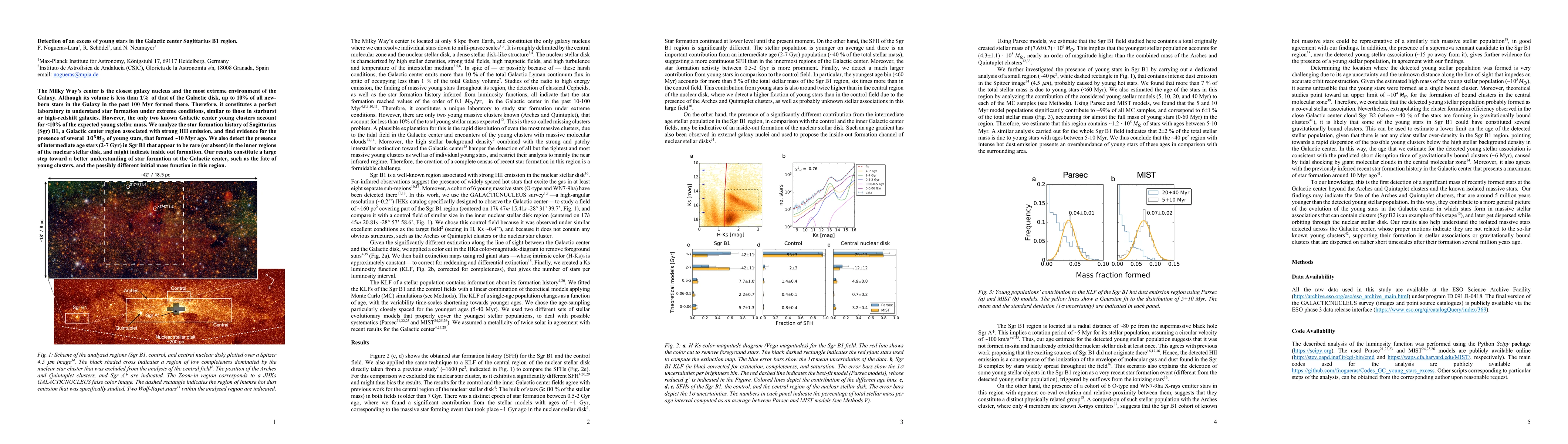 Thumbnail for Detection of an excess of young stars in the Galactic center Sagittarius
  B1 region