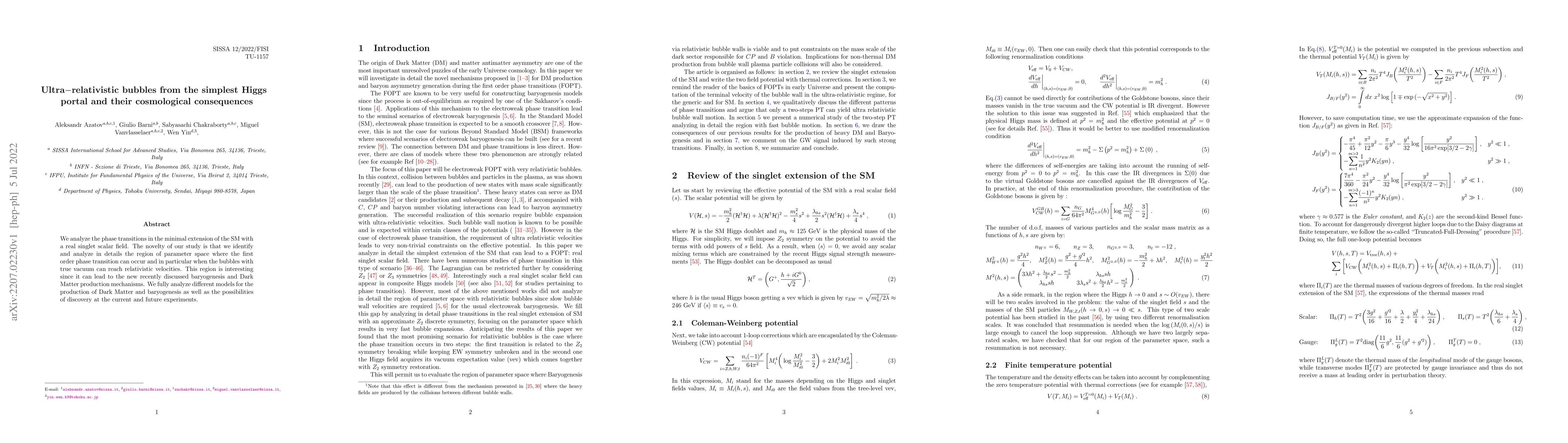 Thumbnail for Ultra-relativistic bubbles from the simplest Higgs portal and their
  cosmological consequences