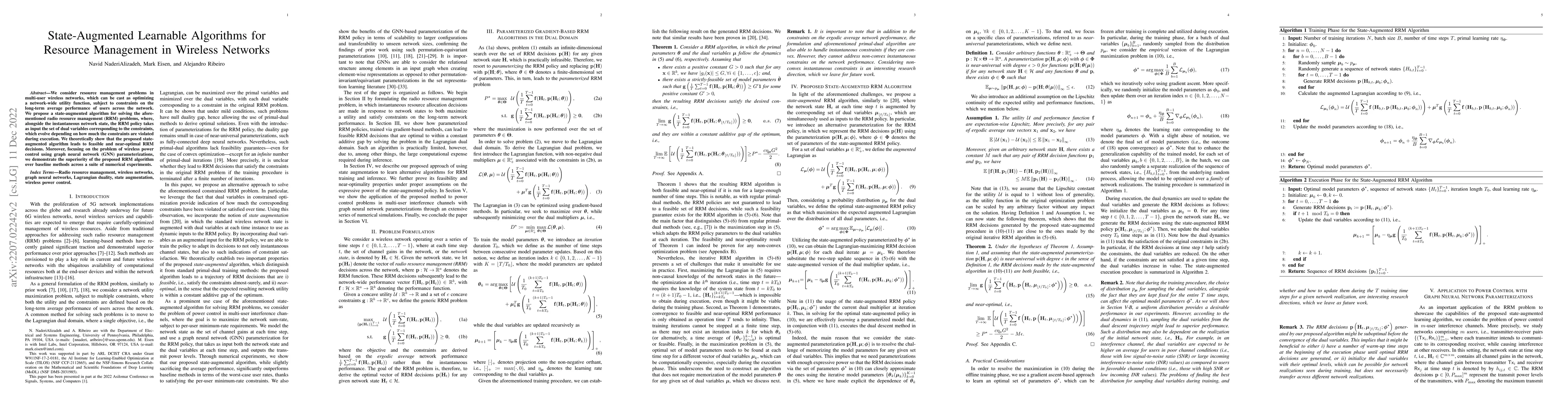 Thumbnail for State-Augmented Learnable Algorithms for Resource Management in Wireless
  Networks
