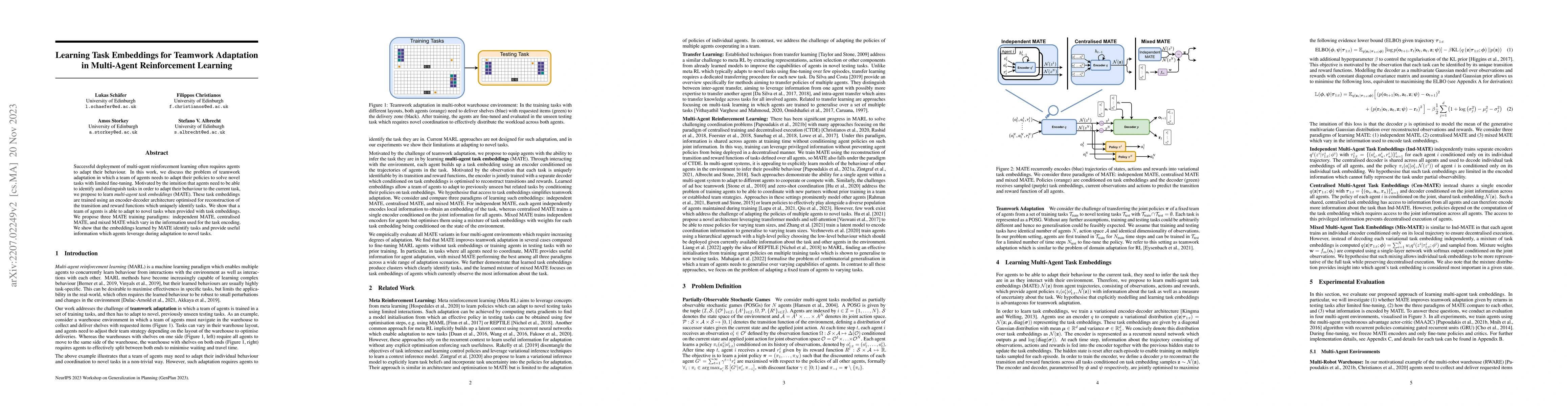 Thumbnail for Learning Task Embeddings for Teamwork Adaptation in Multi-Agent
  Reinforcement Learning