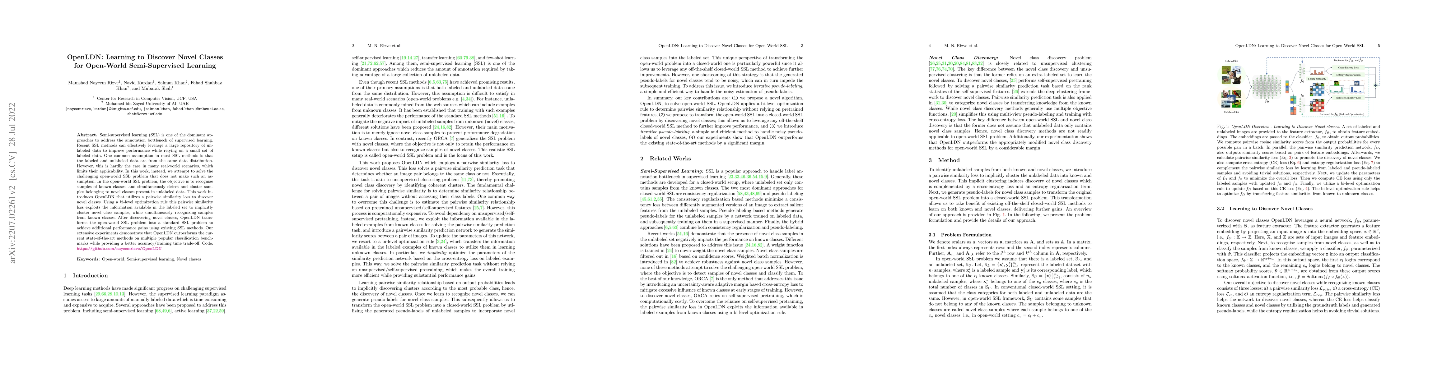 Thumbnail for OpenLDN: Learning to Discover Novel Classes for Open-World
  Semi-Supervised Learning