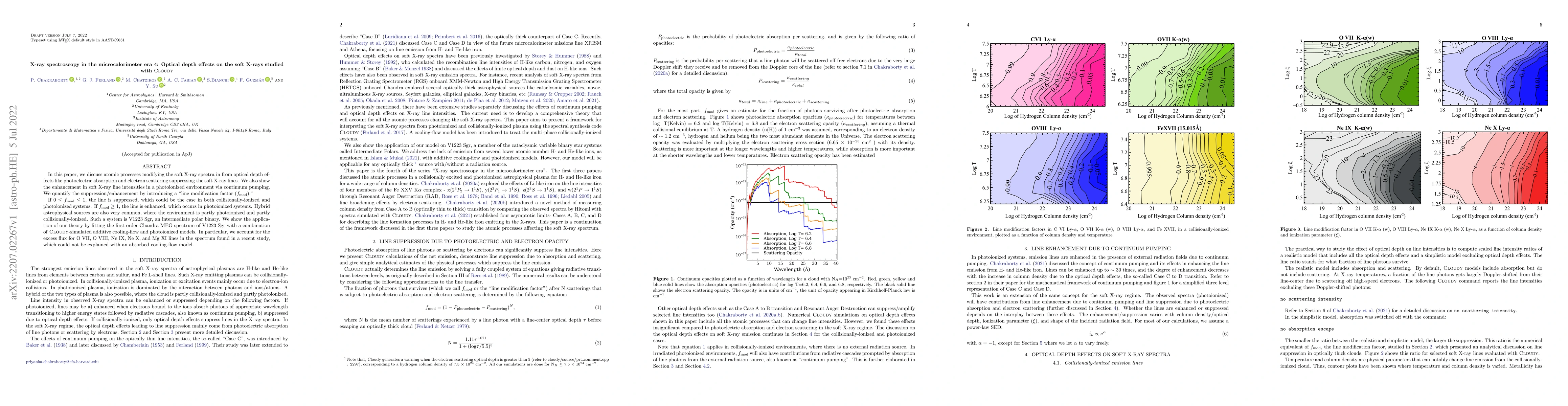 Thumbnail for X-ray spectroscopy in the microcalorimeter era 4: Optical depth effects
  on the soft X-rays studied with CLOUDY