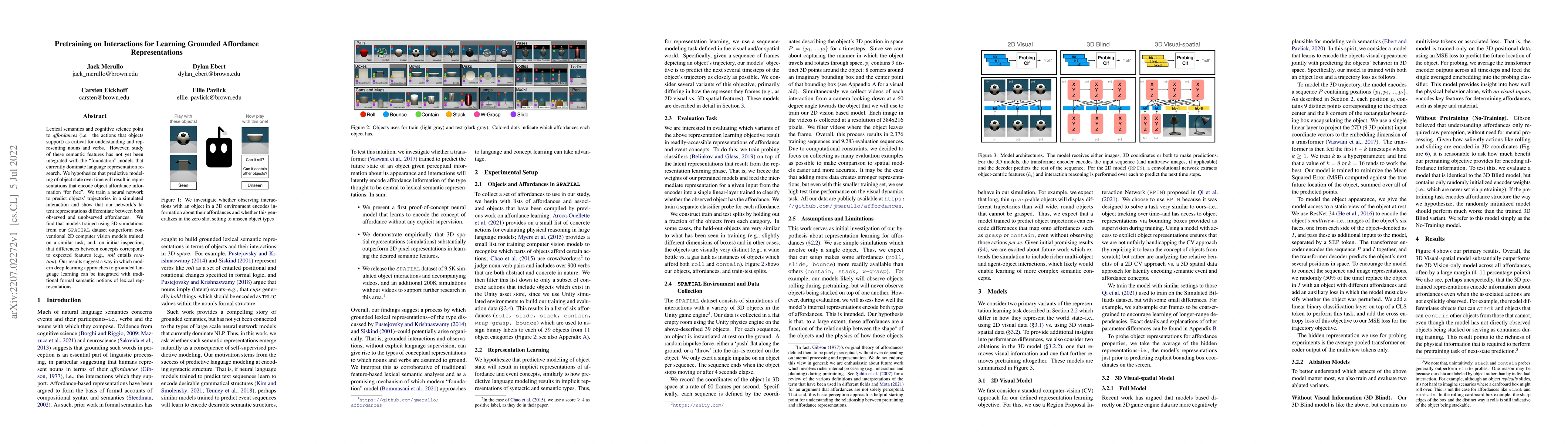 Thumbnail for Pretraining on Interactions for Learning Grounded Affordance
  Representations