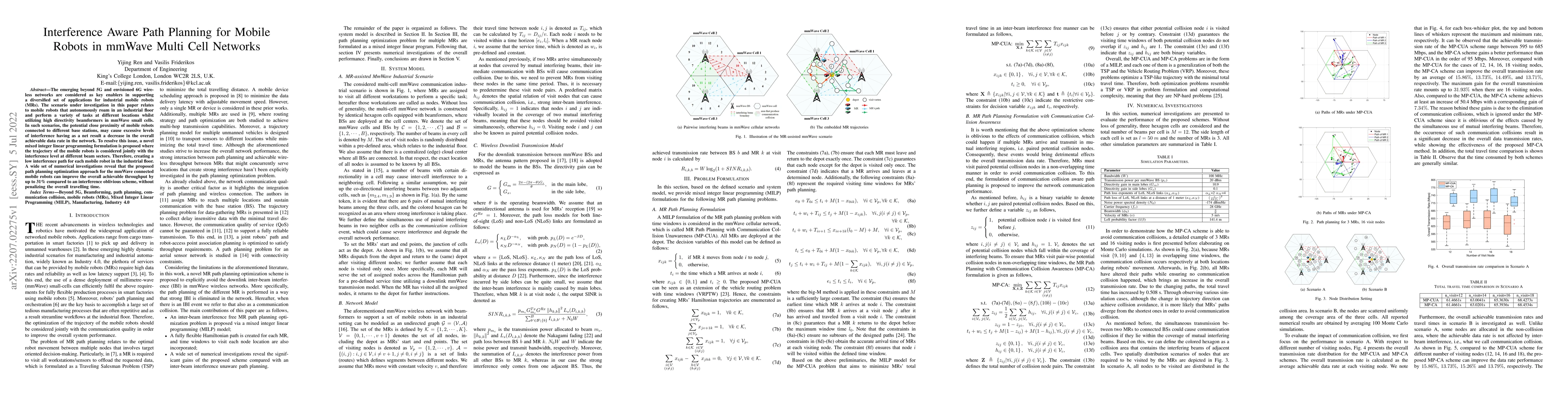 Thumbnail for Interference Aware Path Planning for Mobile Robots in mmWave Multi Cell
  Networks