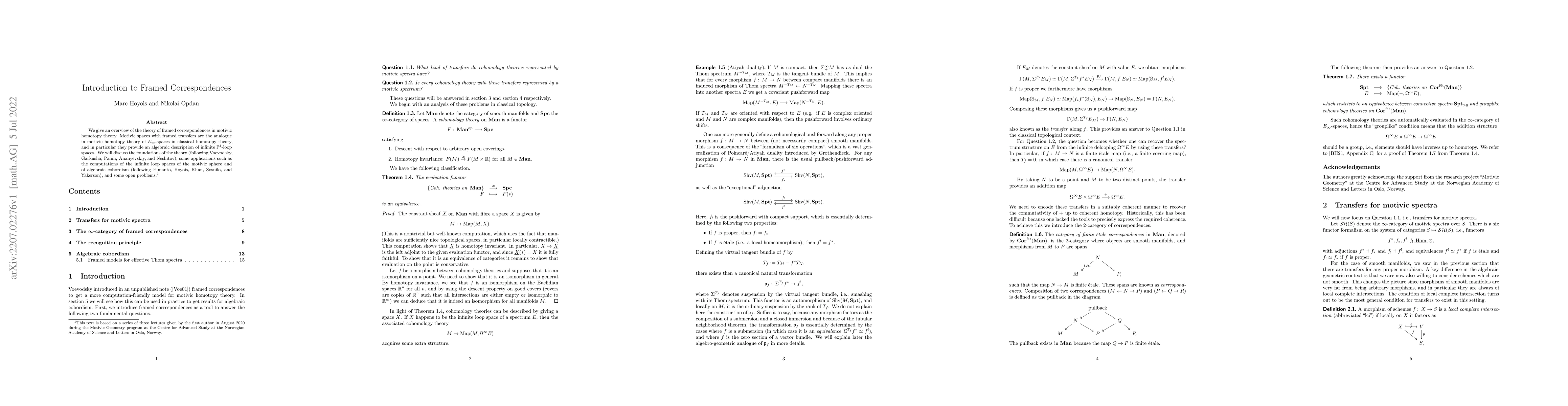Thumbnail for Introduction to Framed Correspondences