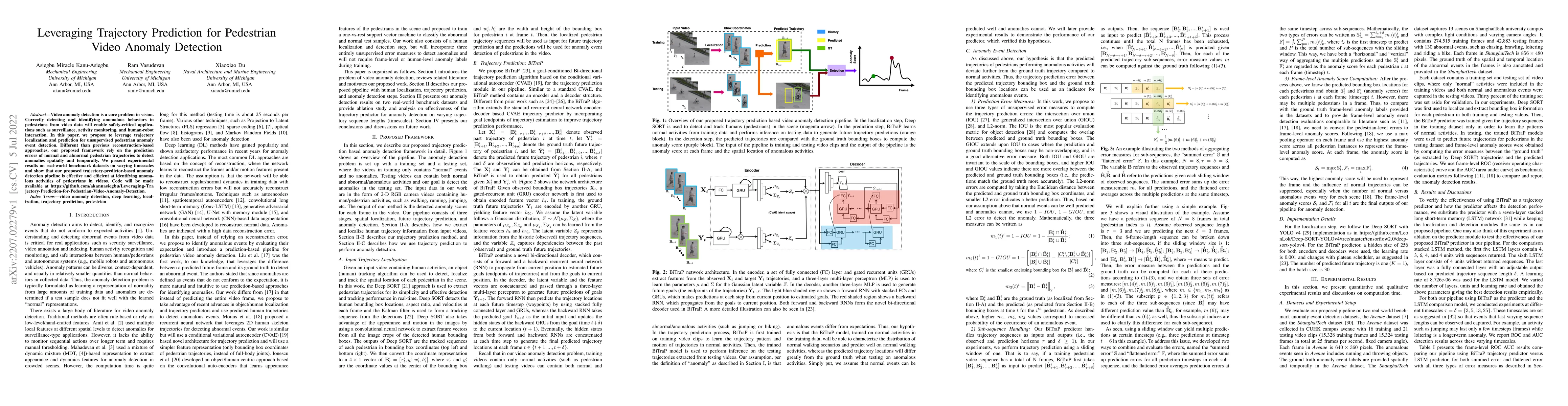 Thumbnail for Leveraging Trajectory Prediction for Pedestrian Video Anomaly Detection