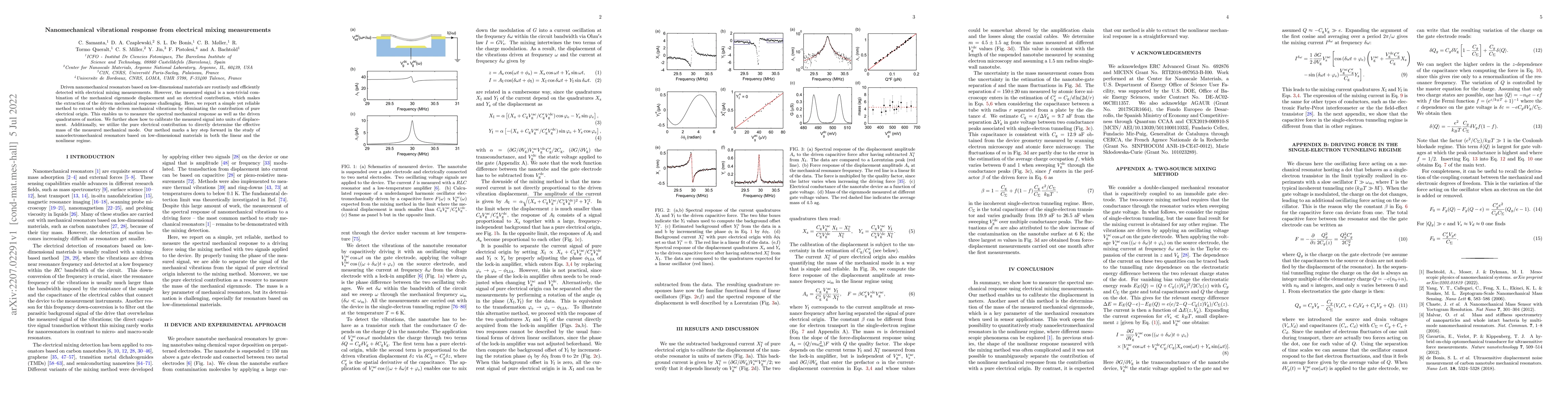Thumbnail for Nanomechanical vibrational response from electrical mixing measurements