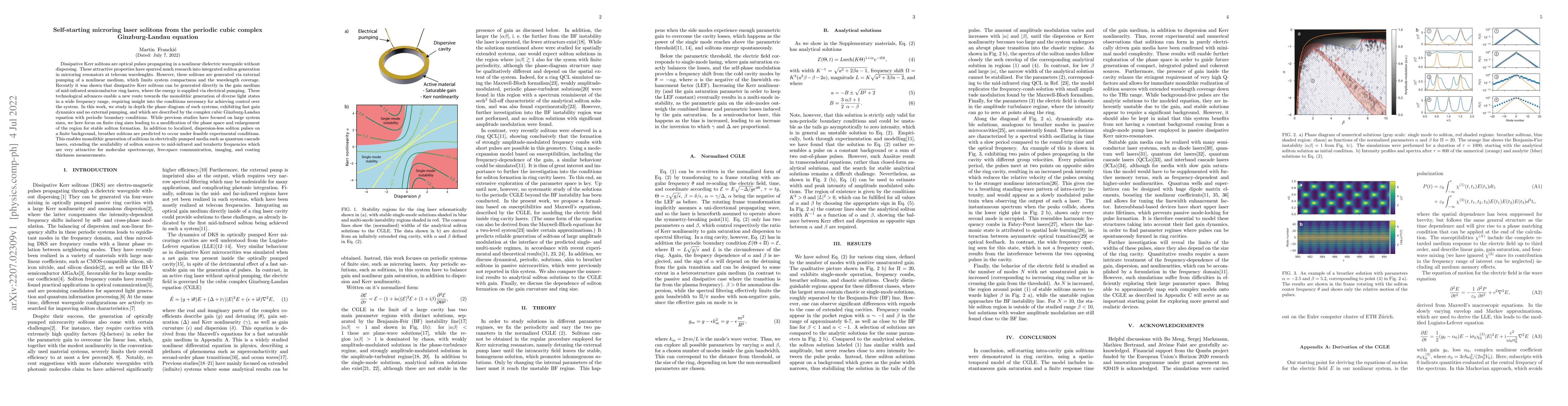 Thumbnail for Self-starting microring laser solitons from the periodic cubic complex
  Ginzburg-Landau equation