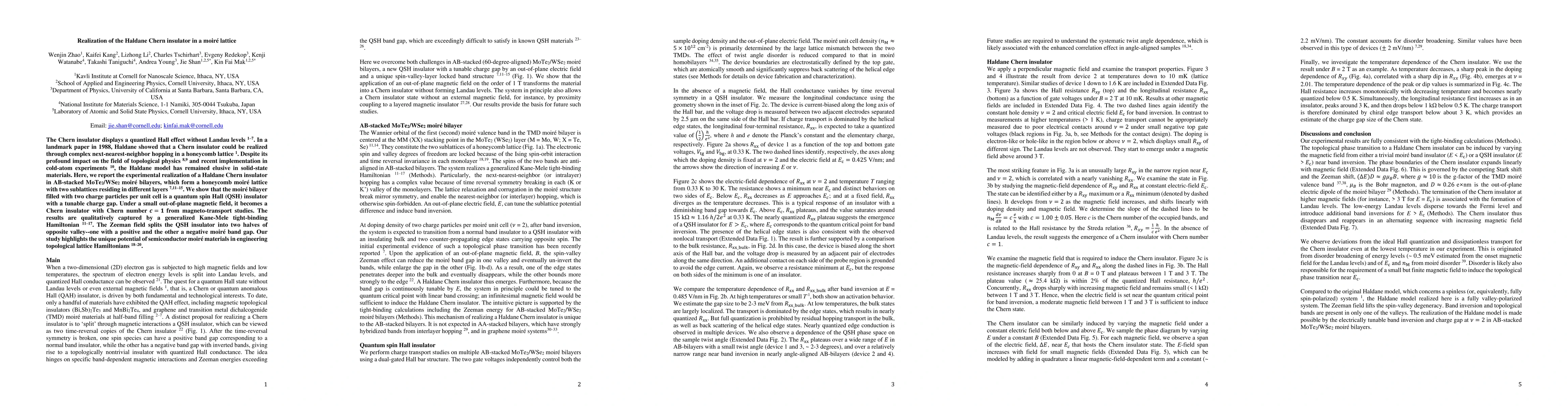 Thumbnail for Realization of the Haldane Chern insulator in a moir\'e lattice