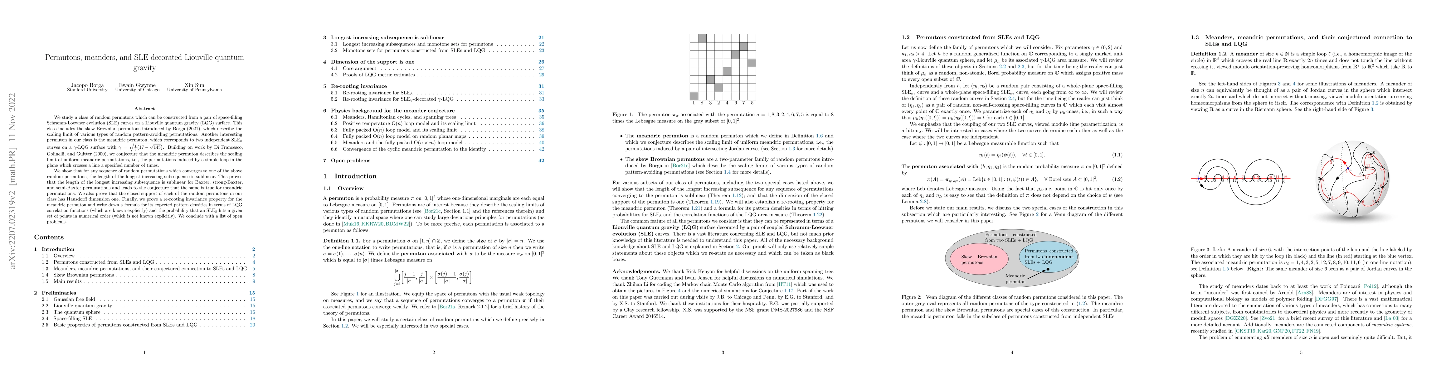Thumbnail for Permutons, meanders, and SLE-decorated Liouville quantum gravity