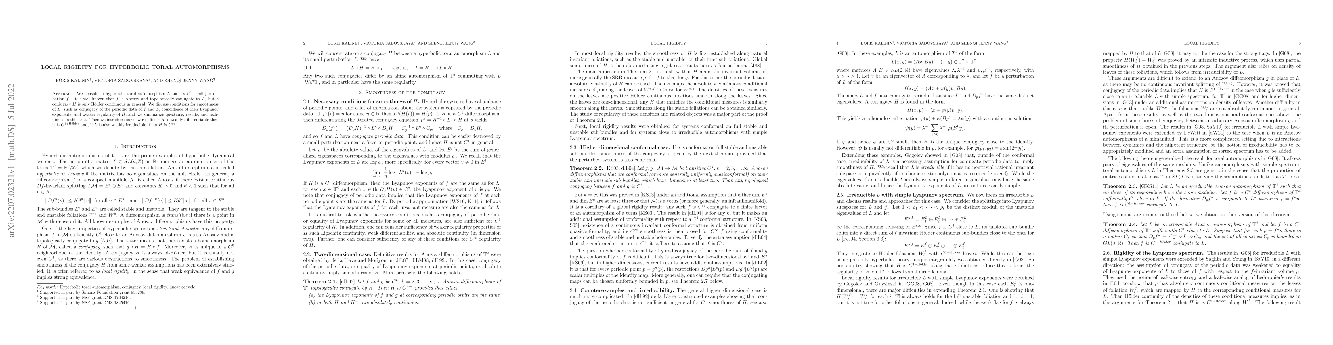 Thumbnail for Local rigidity for hyperbolic toral automorphisms