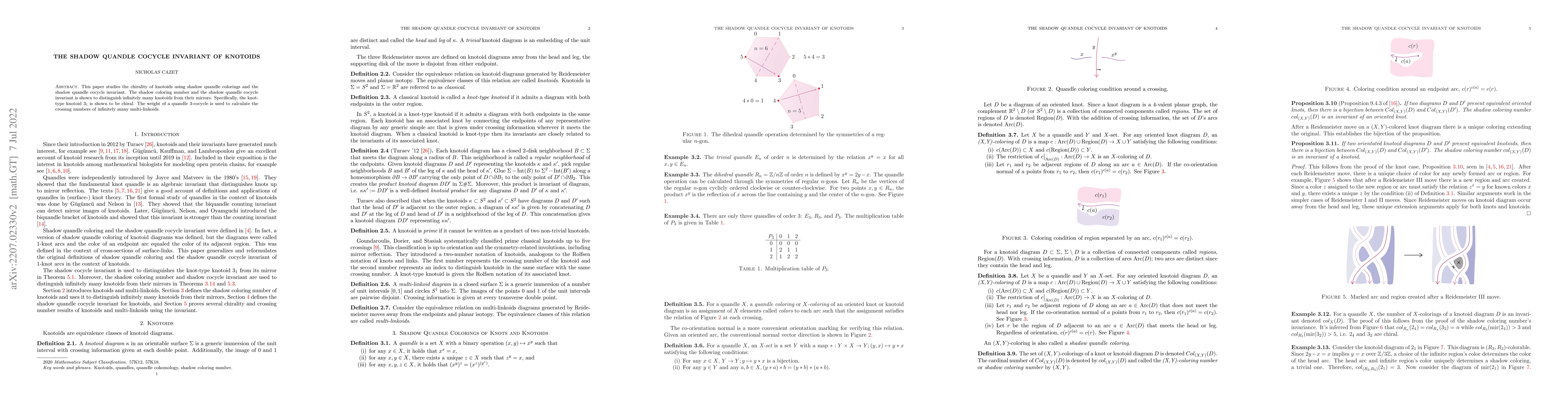 Thumbnail for The shadow quandle cocycle invariant of knotoids