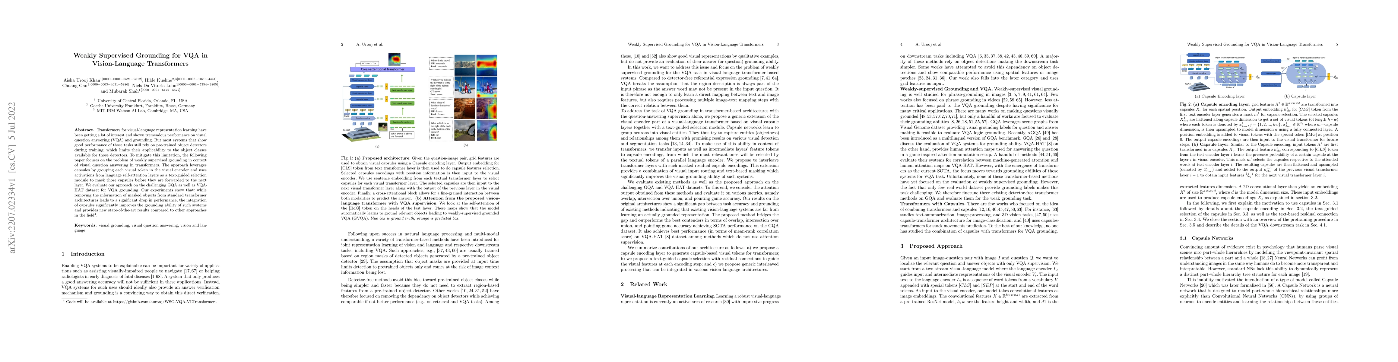 Thumbnail for Weakly Supervised Grounding for VQA in Vision-Language Transformers
