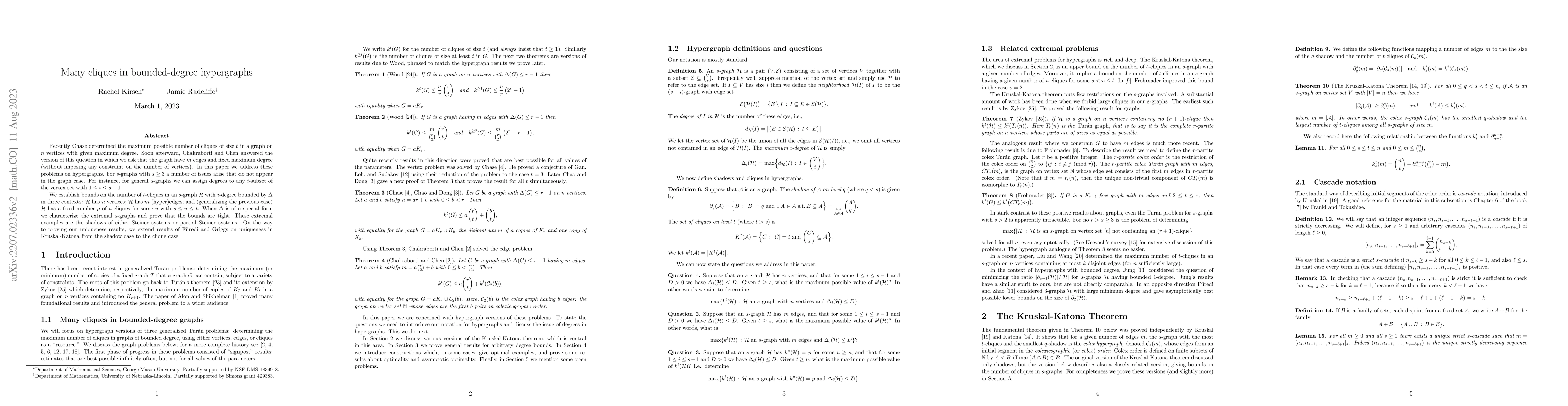 Thumbnail for Many cliques in bounded-degree hypergraphs