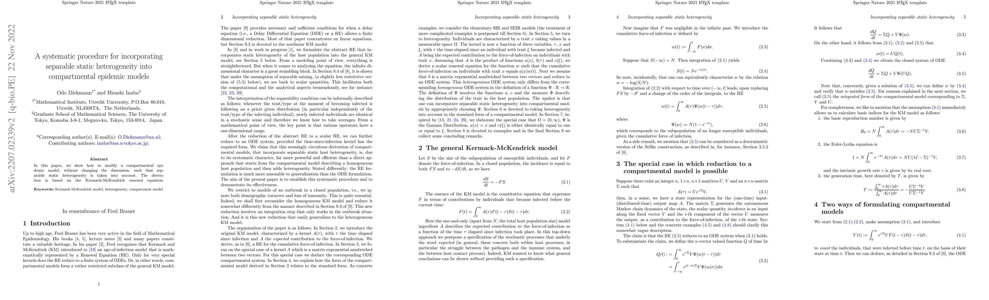 Thumbnail for A systematic procedure for incorporating separable static heterogeneity
  into compartmental epidemic models