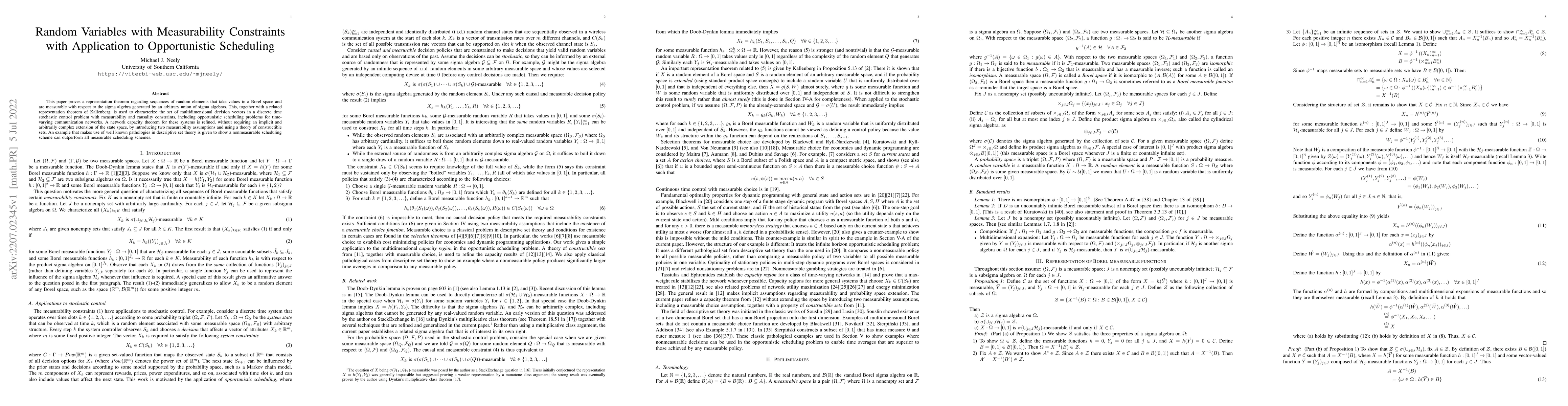 Thumbnail for Random Variables with Measurability Constraints with Application to
  Opportunistic Scheduling