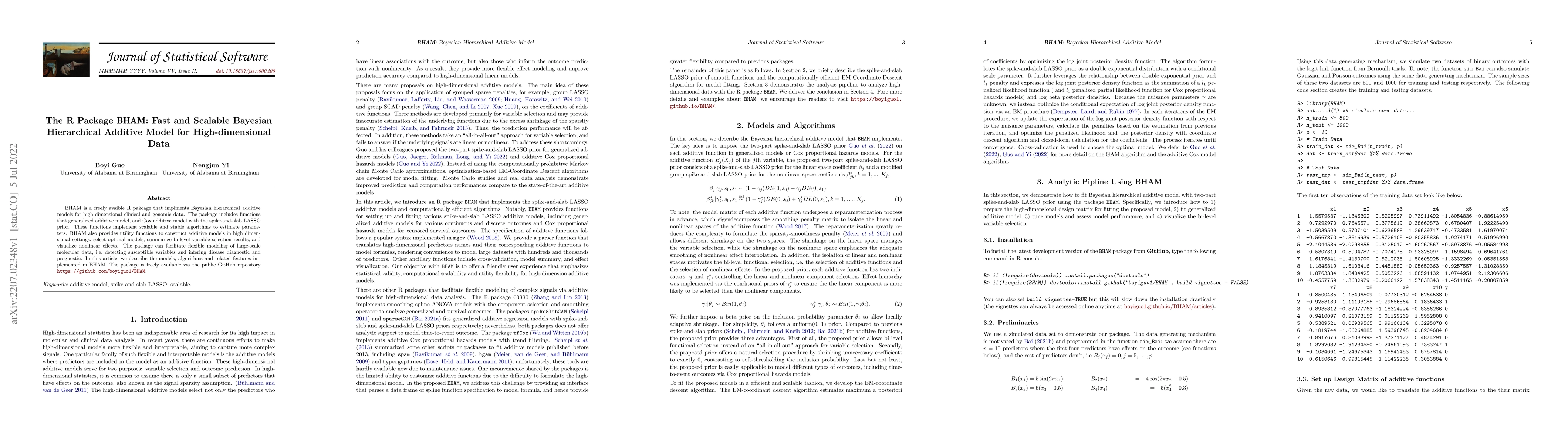 Thumbnail for The R Package BHAM: Fast and Scalable Bayesian Hierarchical Additive
  Model for High-dimensional Data