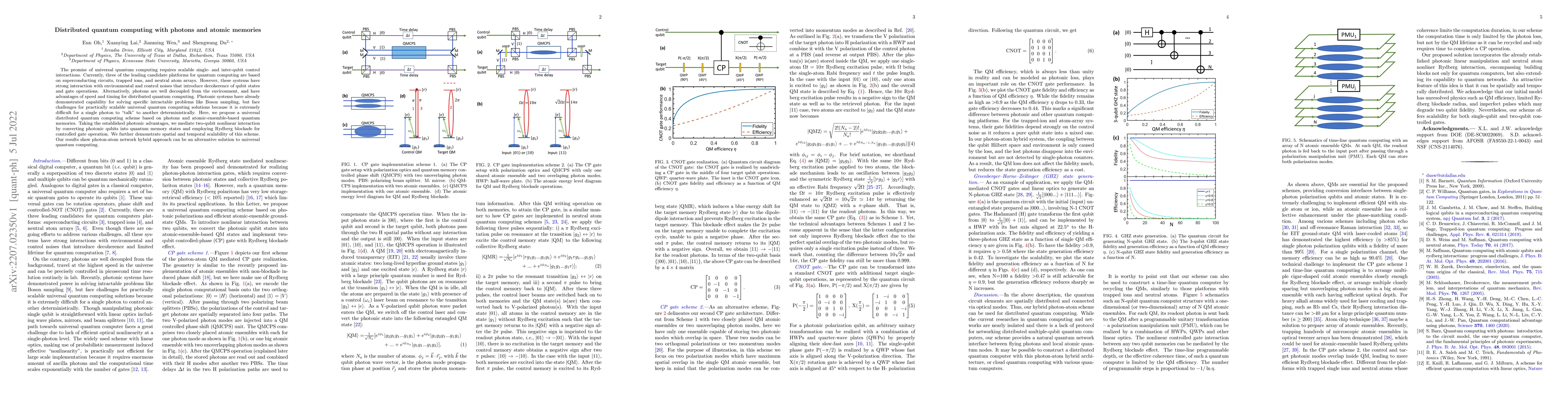 Thumbnail for Distributed quantum computing with photons and atomic memories