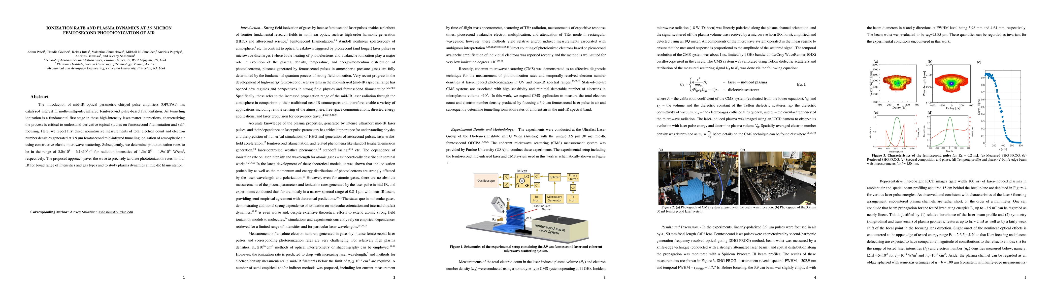 Thumbnail for Ionization rate and plasma dynamics at 3.9 micron femtosecond
  photoionization of air