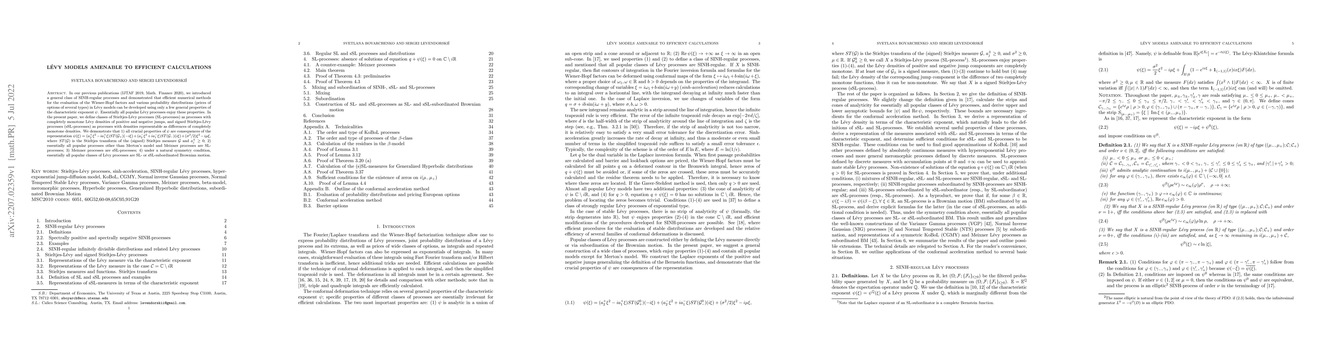 Thumbnail for L\'evy models amenable to efficient calculations