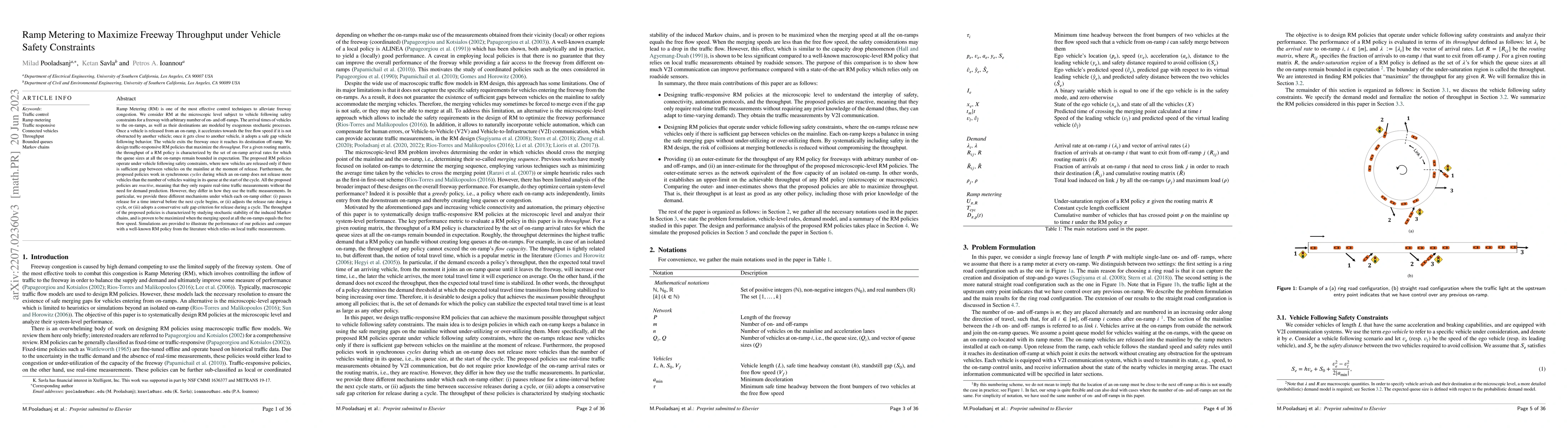 Thumbnail for Ramp Metering to Maximize Freeway Throughput under Vehicle Safety
  Constraints