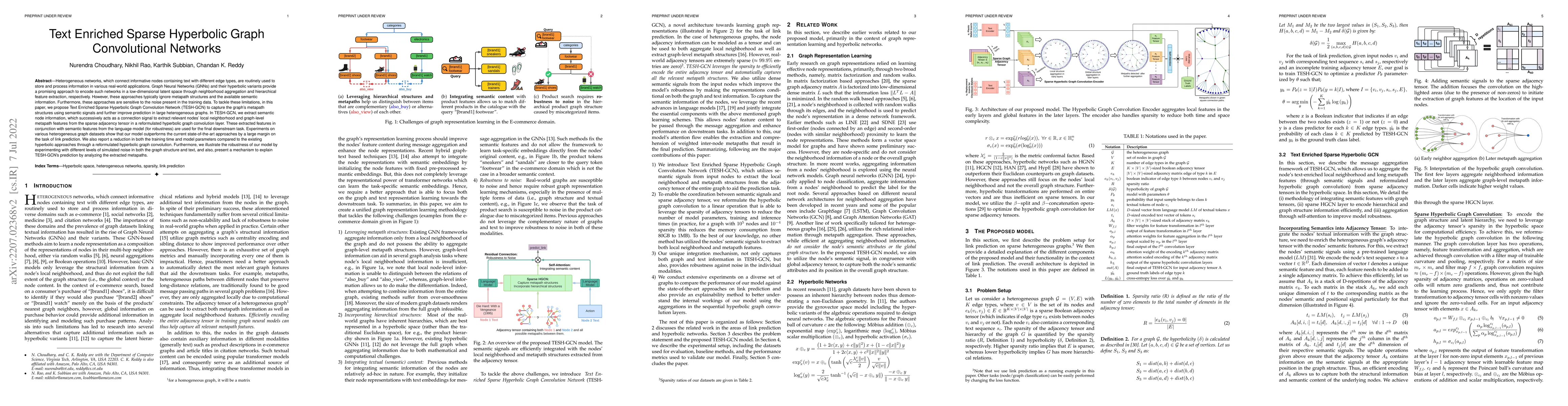 Thumbnail for Text Enriched Sparse Hyperbolic Graph Convolutional Networks
