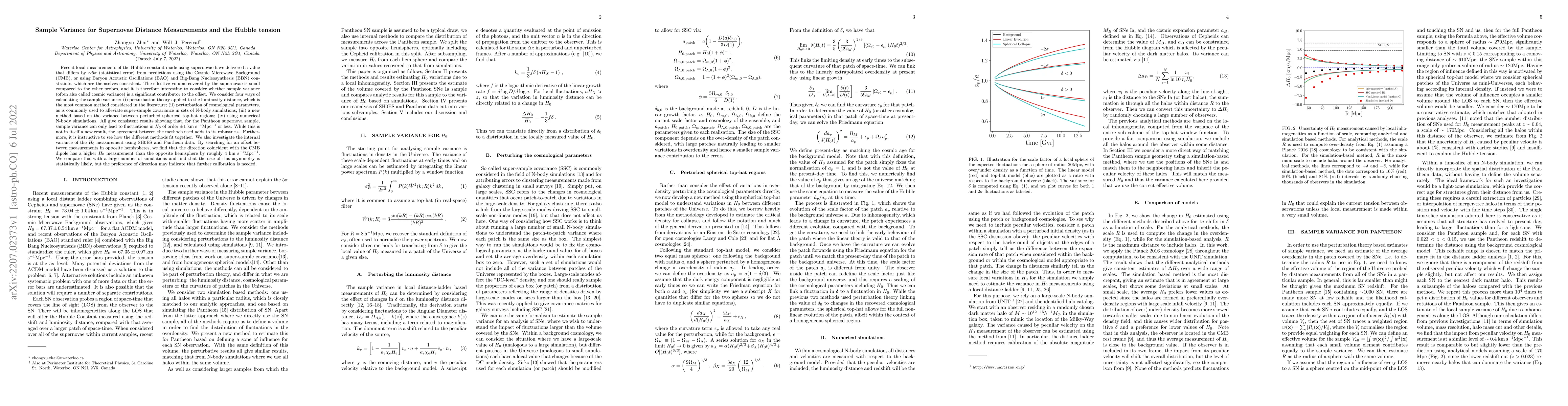 Thumbnail for Sample Variance for Supernovae Distance Measurements and the Hubble
  tension