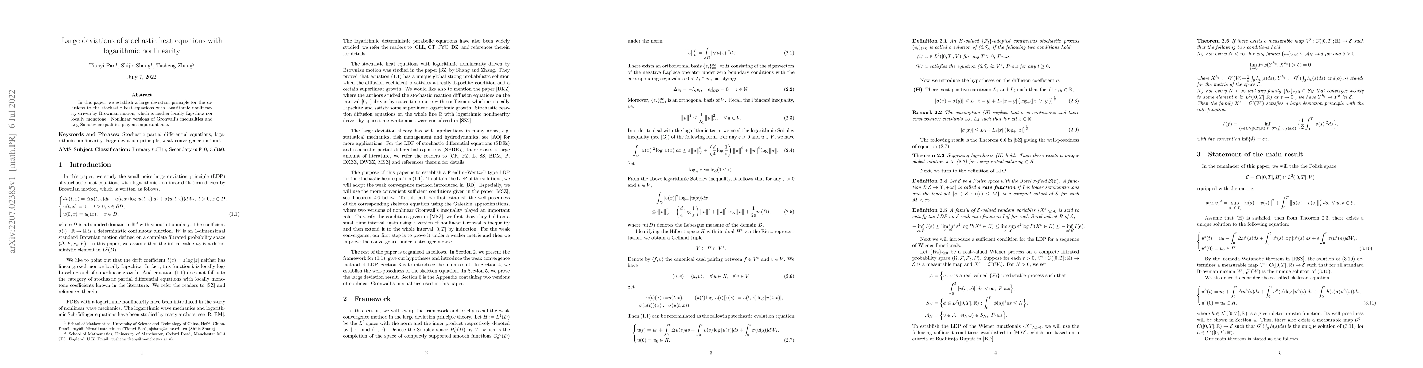 Thumbnail for Large deviations of stochastic heat equations with logarithmic
  nonlinearity