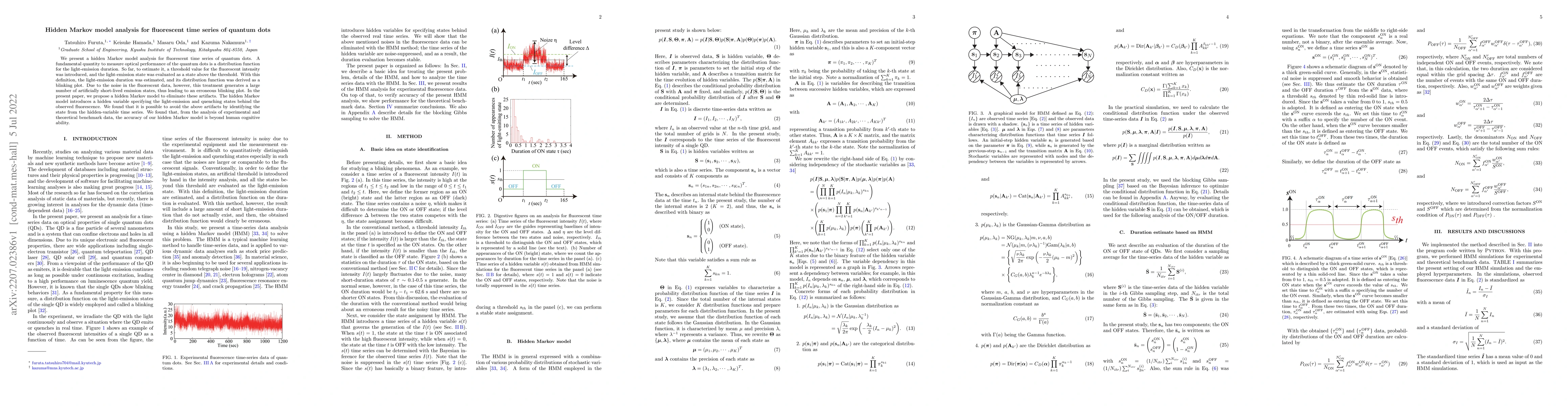 Thumbnail for Hidden Markov model analysis for fluorescent time series of quantum dots