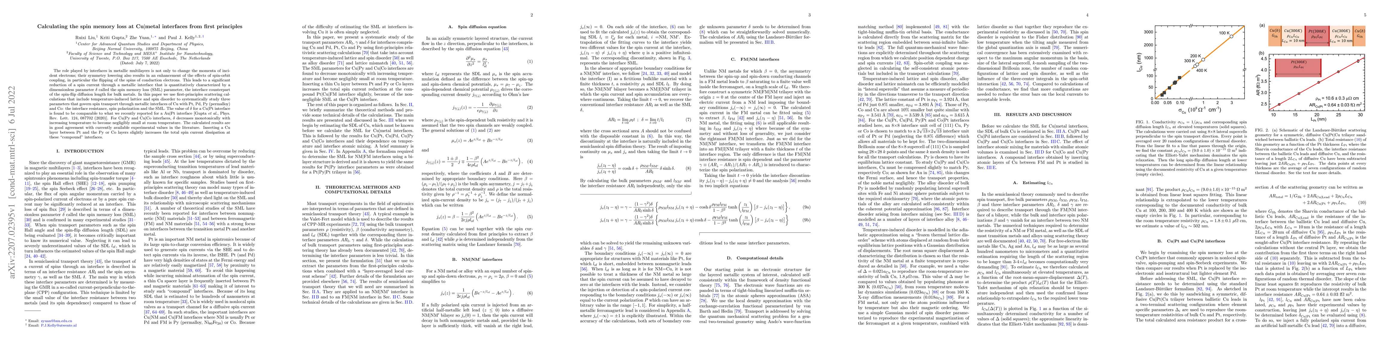 Thumbnail for Calculating the spin memory loss at Cu$|$metal interfaces from first
  principles