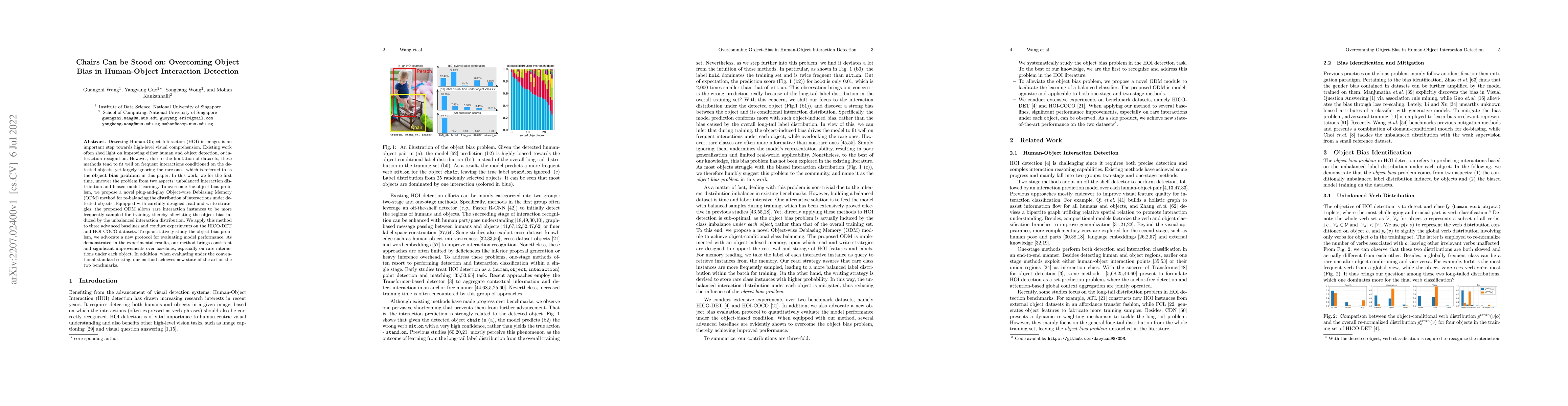 Thumbnail for Chairs Can be Stood on: Overcoming Object Bias in Human-Object
  Interaction Detection