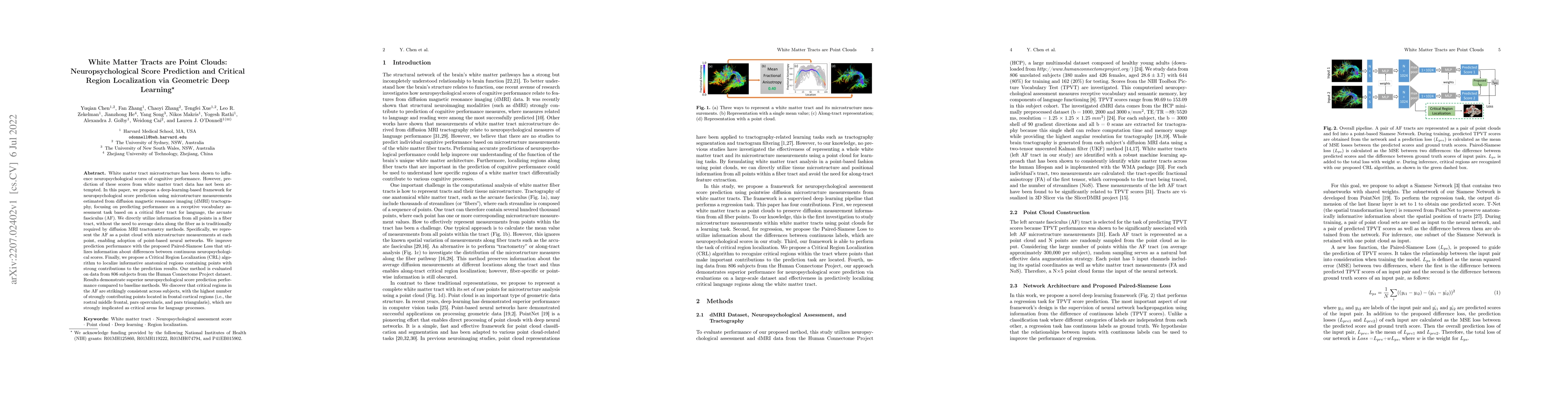 Thumbnail for White Matter Tracts are Point Clouds: Neuropsychological Score
  Prediction and Critical Region Localization via Geometric Deep Learning