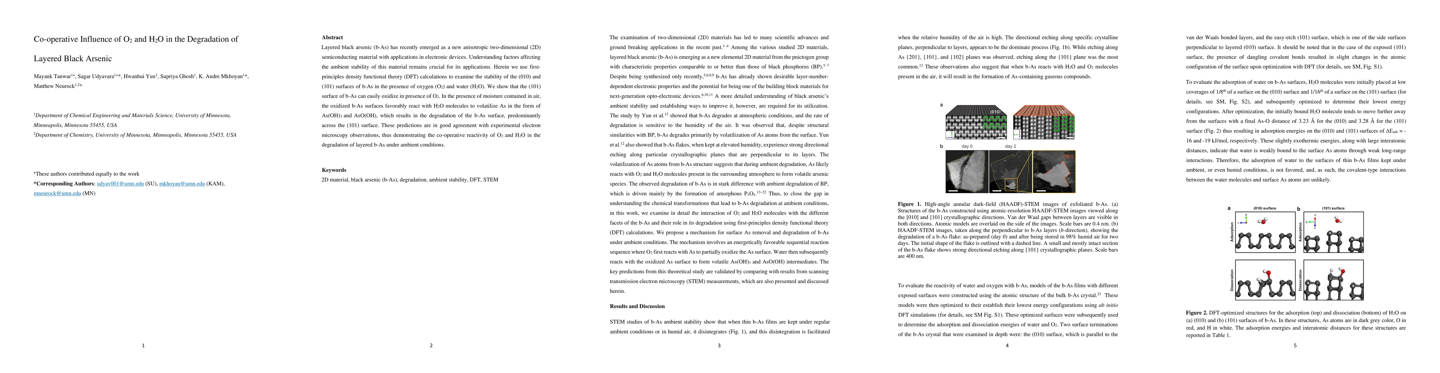 Thumbnail for Co-operative Influence of O2 and H2O in the Degradation of Layered Black
  Arsenic