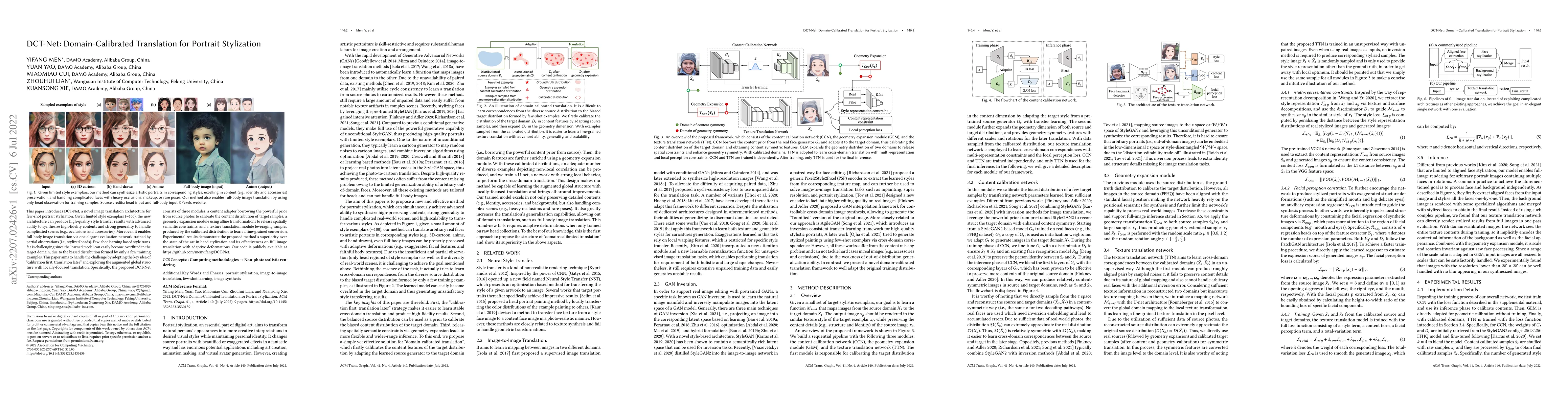 Thumbnail for DCT-Net: Domain-Calibrated Translation for Portrait Stylization