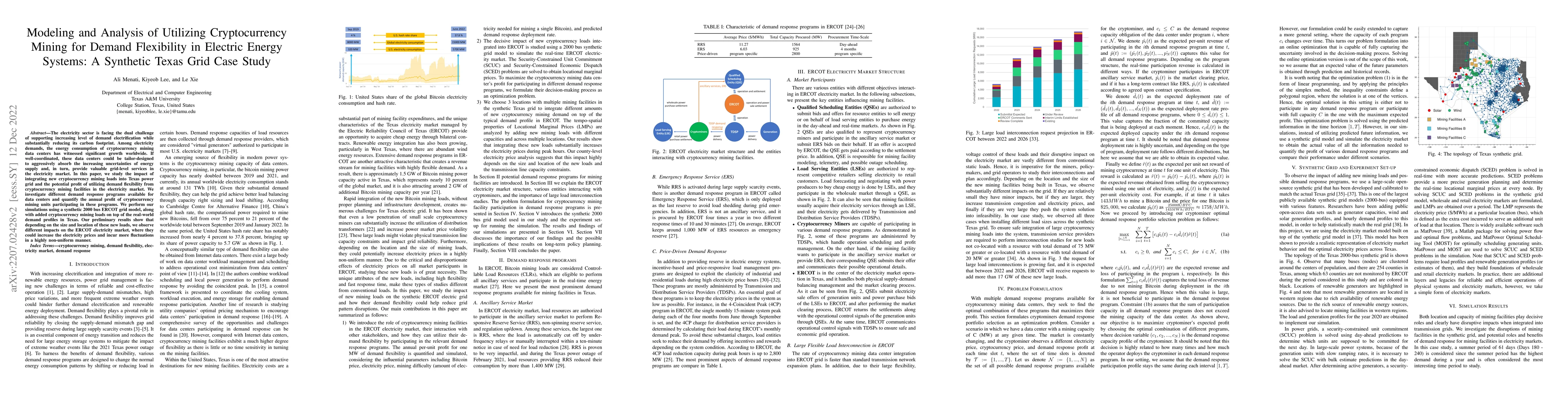 Thumbnail for Modeling and Analysis of Utilizing Cryptocurrency Mining for Demand
  Flexibility in Electric Energy Systems: A Synthetic Texas Grid Case Study