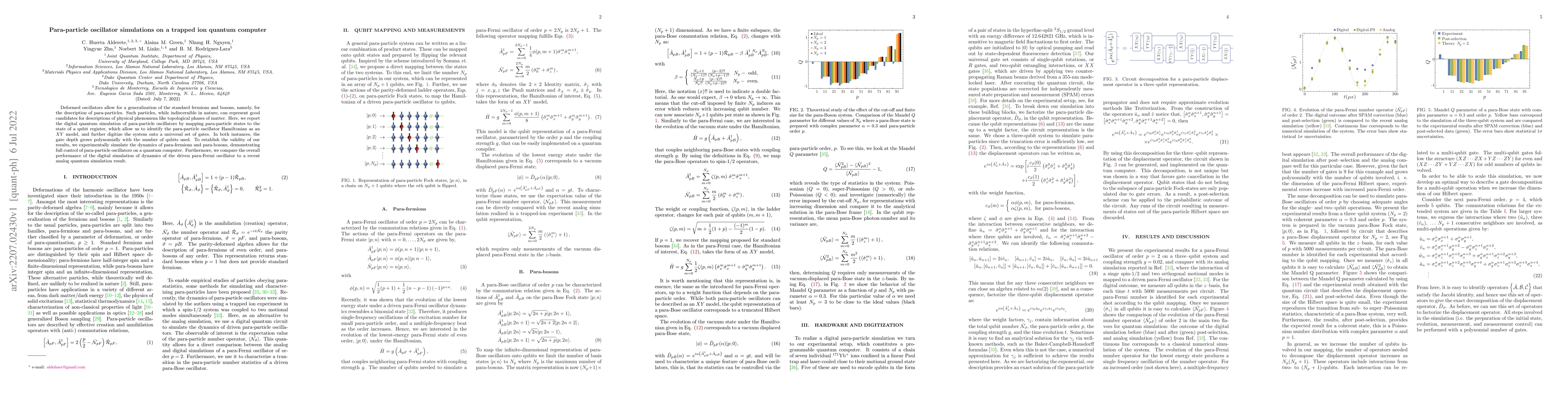 Thumbnail for Para-particle oscillator simulations on a trapped ion quantum computer