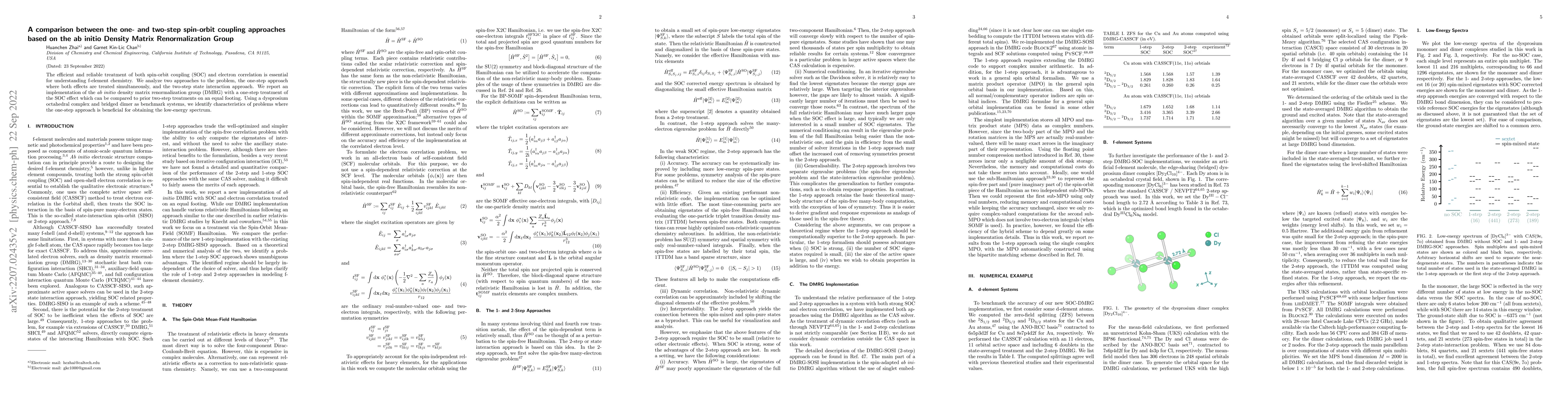 Thumbnail for A comparison between the one- and two-step spin-orbit coupling
  approaches based on the ab initio Density Matrix Renormalization Group