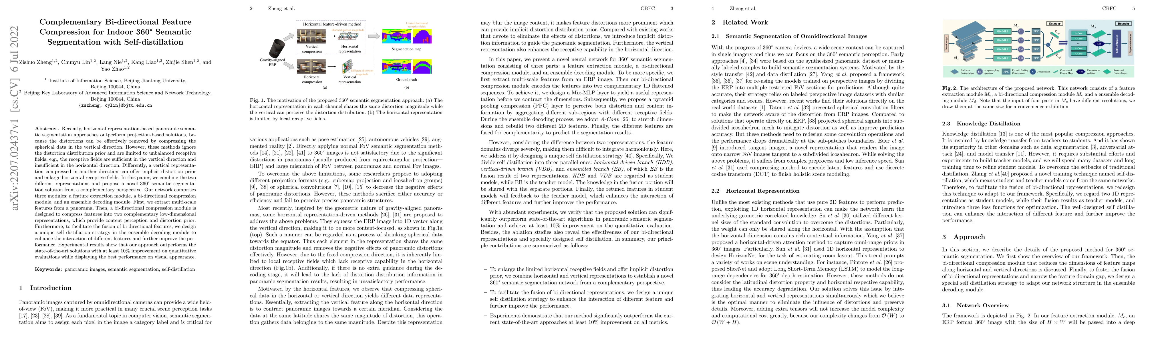 Thumbnail for Complementary Bi-directional Feature Compression for Indoor 360{\deg}
  Semantic Segmentation with Self-distillation