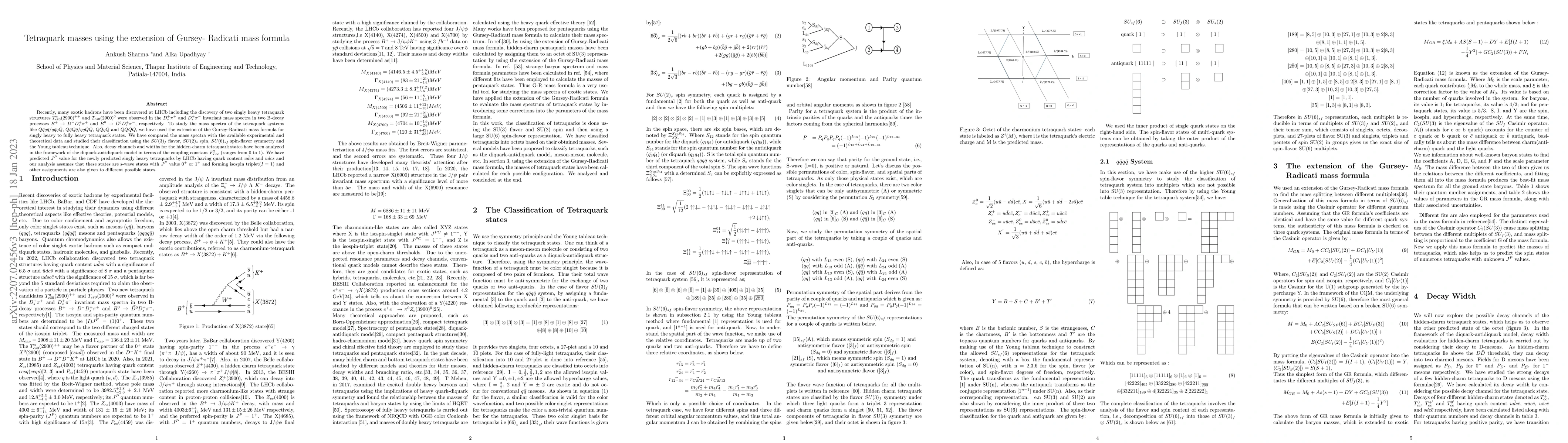 Thumbnail for Tetraquark Masses by using extension of Gursey-Radicati Mass Formula