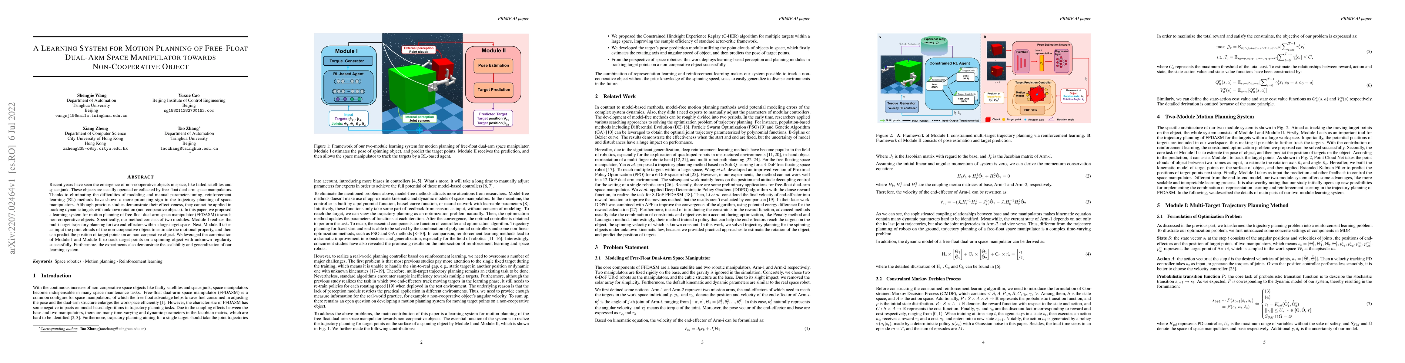 Thumbnail for A Learning System for Motion Planning of Free-Float Dual-Arm Space
  Manipulator towards Non-Cooperative Object