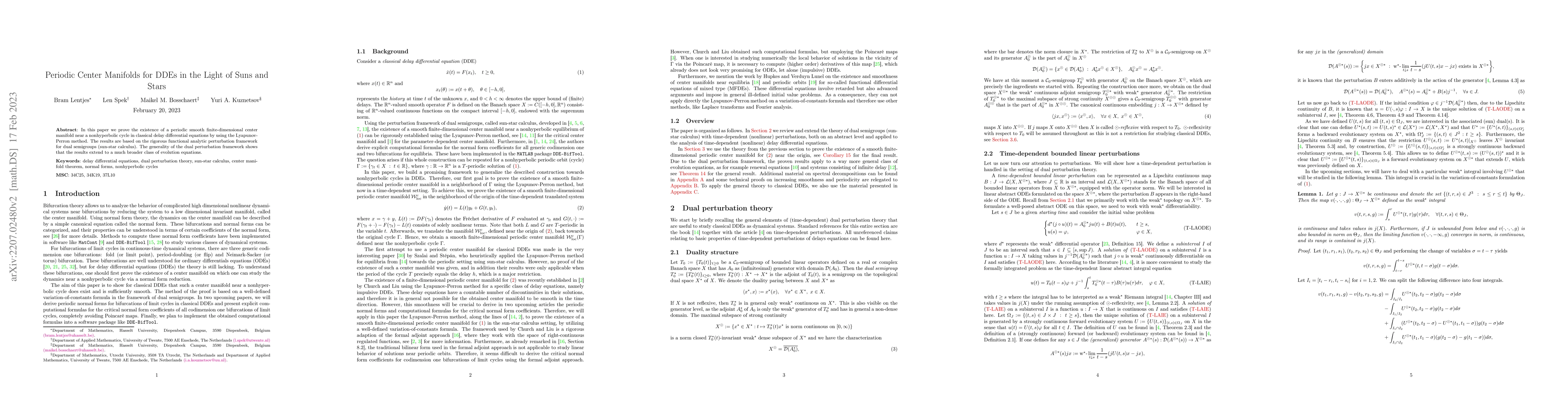 Thumbnail for Periodic Center Manifolds for DDEs in the Light of Suns and Stars