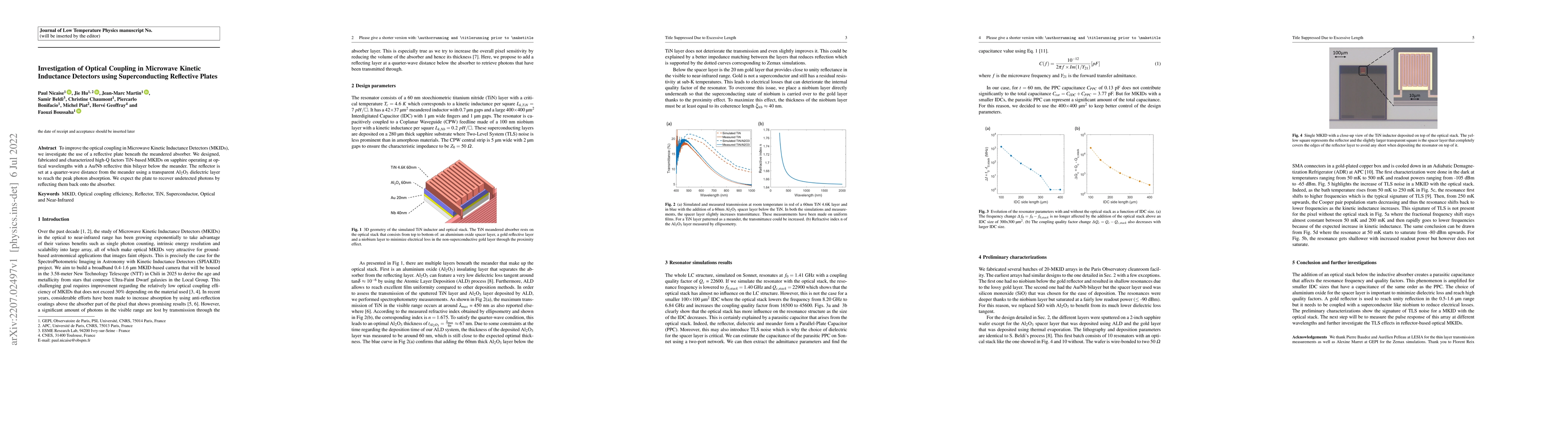 Thumbnail for Investigation of Optical Coupling in Microwave Kinetic Inductance
  Detectors using Superconducting Reflective Plates
