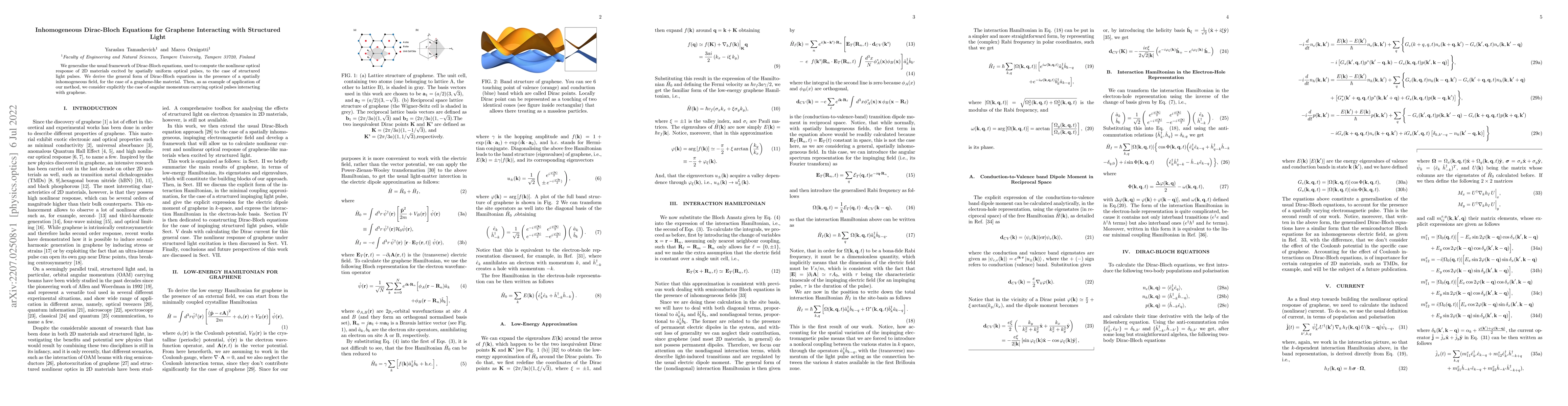 Thumbnail for Inhomogeneous Dirac-Bloch Equations for Graphene Interacting with
  Structured Light
