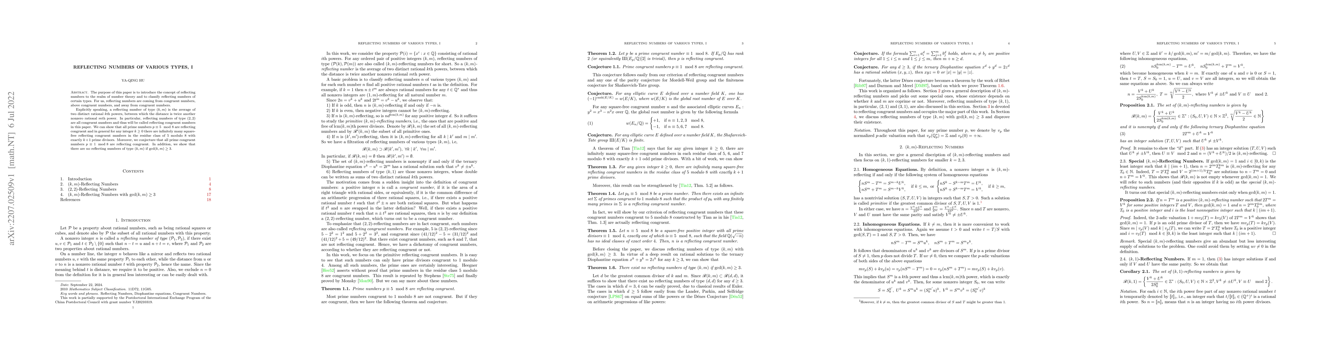 Thumbnail for Reflecting Numbers of Various Types, I