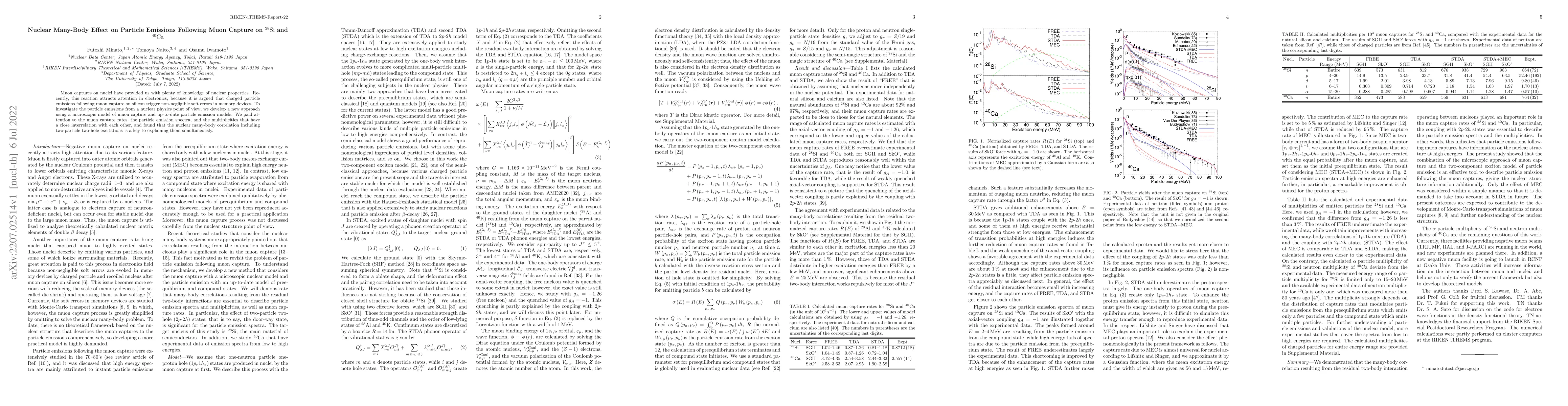 Thumbnail for Nuclear Many-Body Effect on Particle Emissions Following Muon Capture on
  $^{28}$Si and $^{40}$Ca