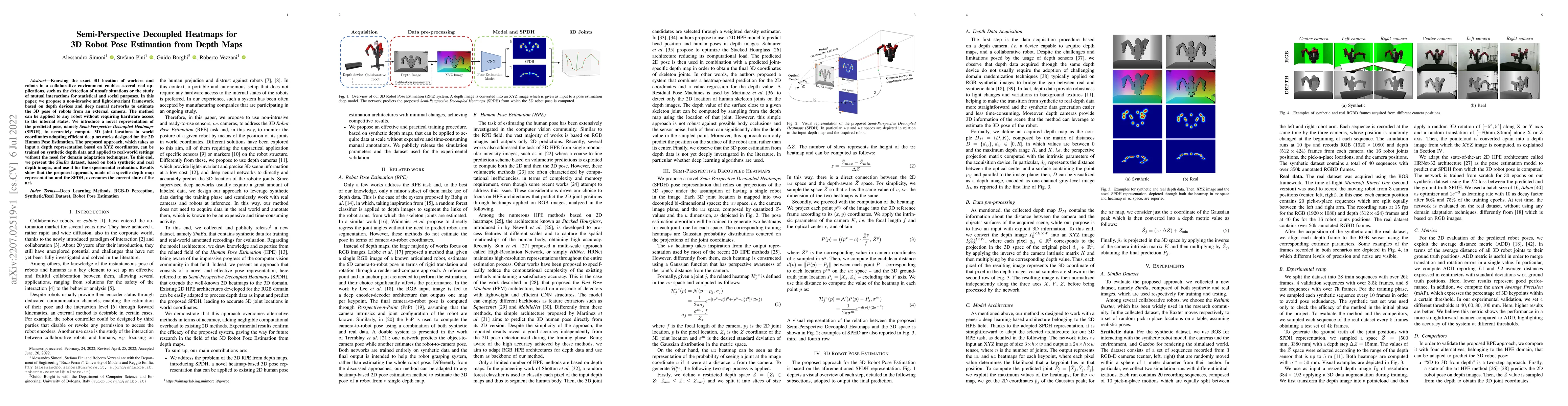 Thumbnail for Semi-Perspective Decoupled Heatmaps for 3D Robot Pose Estimation from
  Depth Maps