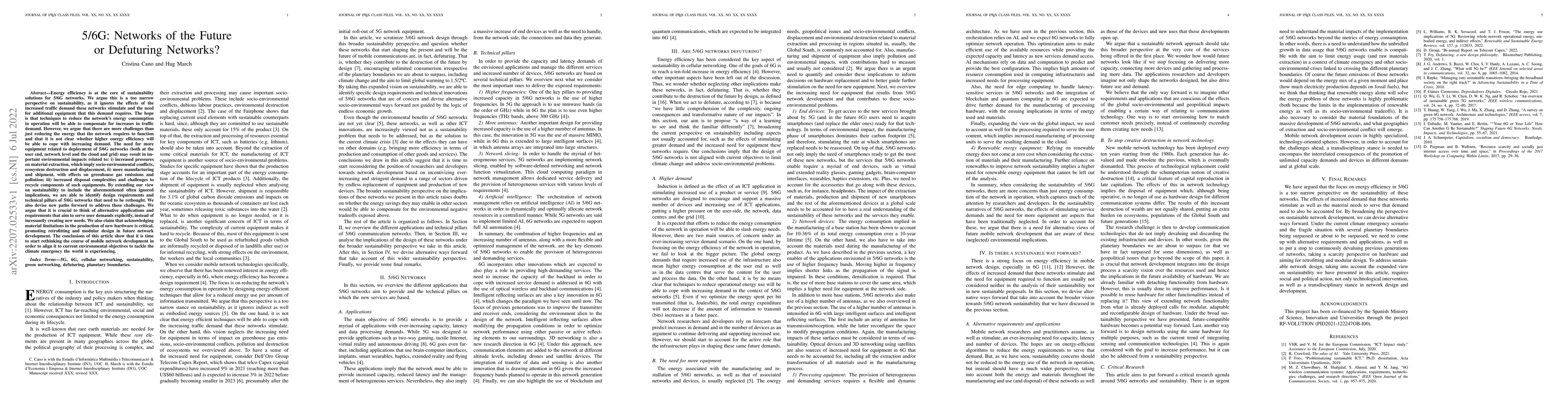 Thumbnail for 5/6G: Networks of the Future or Defuturing Networks?