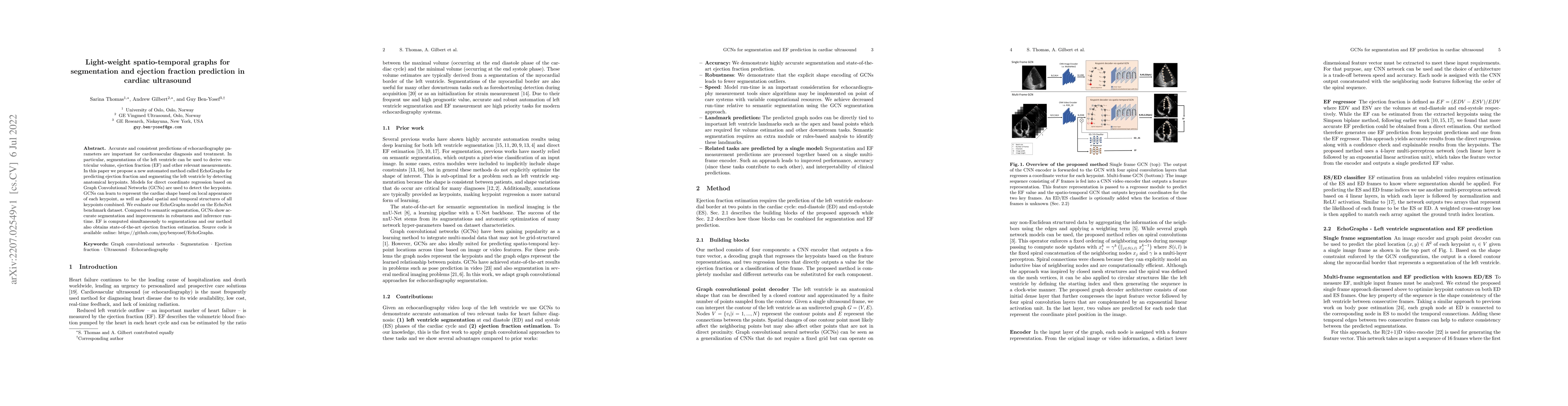 Thumbnail for Light-weight spatio-temporal graphs for segmentation and ejection
  fraction prediction in cardiac ultrasound