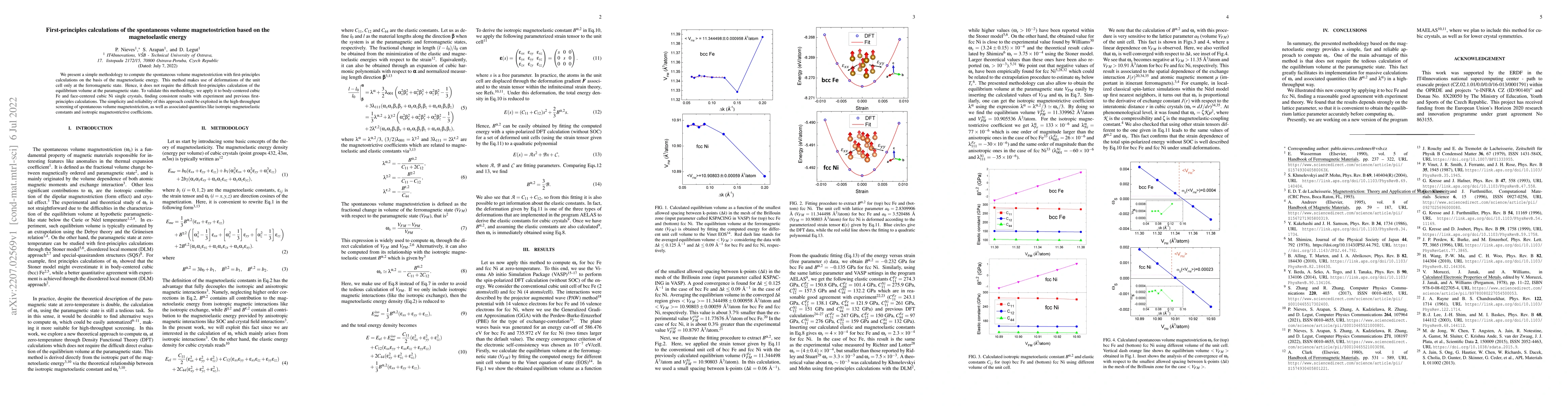 Thumbnail for First-principles calculations of the spontaneous volume magnetostriction
  based on the magnetoelastic energy